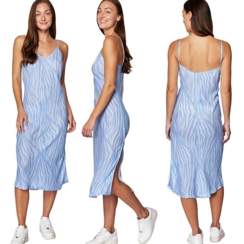 Spiritual Gangster Aquarius midi skip dress zebra print spaghetti straps